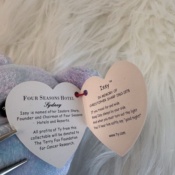 Ty  Issy Sydney Four Seasons Hotel Beanie Babies Iridescent Blue Bear Plush - Picture 6 of 6